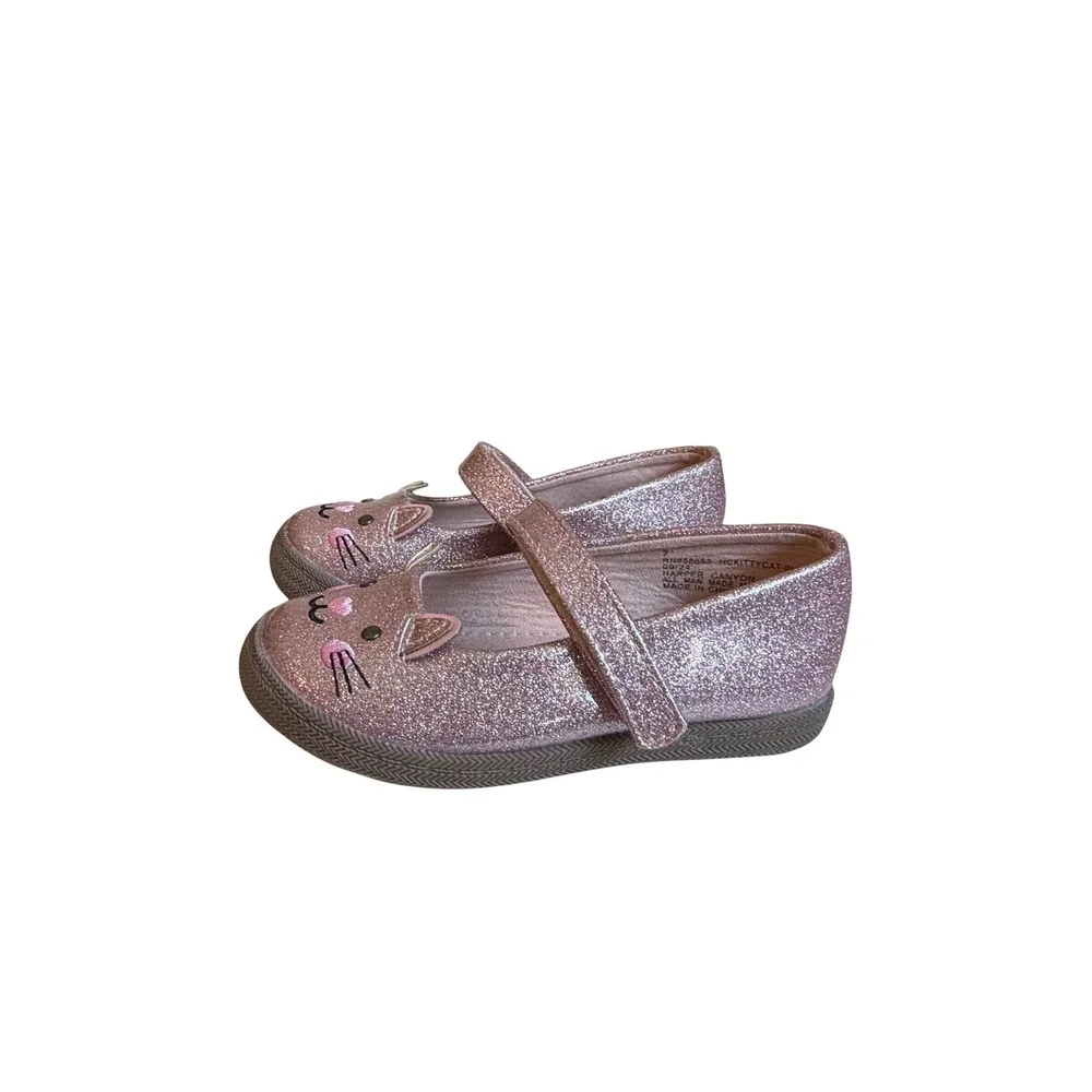 Harper Canyon Toddler Girls Pink Glitter Kitty Cat Mary Jane Flats Size 7